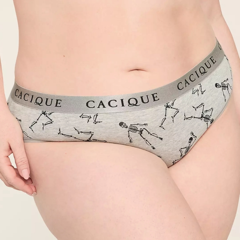 Cacique Cotton Hipster Panties with Skeleton Print